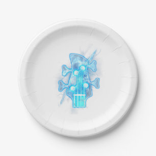 Guitar Lover Head Of A Bass Guitar Player Paper Plate