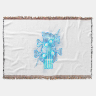Guitar Lover Head Of A Bass Guitar Player Throw Blanket