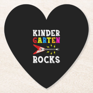 Guitar Lover Kindergarten Rocks Guitar Paper Coaster