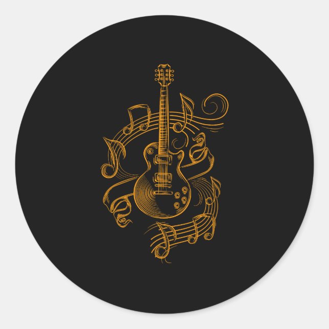 Guitar Lover | Music Guitar Classic Round Sticker (Front)