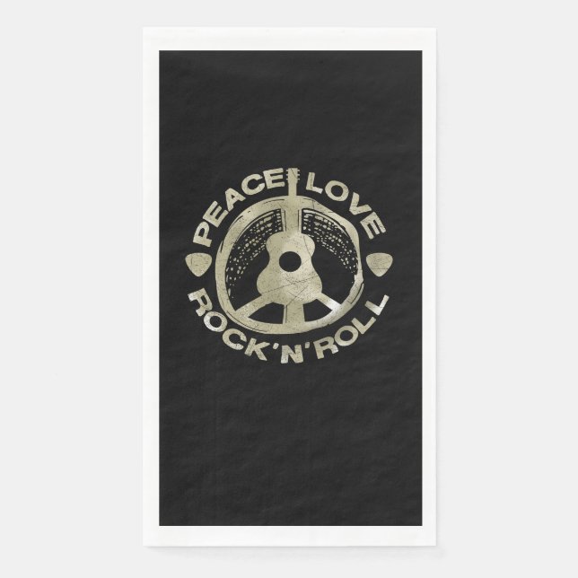 Guitar Lover | Peace Love Rock'N'Roll Napkin (Front)