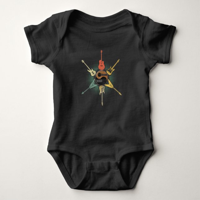 Guitar Lover| Retro Style | Gift For Guitarist Baby Bodysuit (Front)