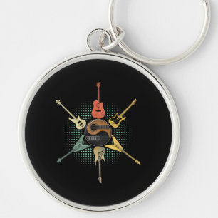 Guitar Lover Retro Style Gift For Guitarist Key Ring