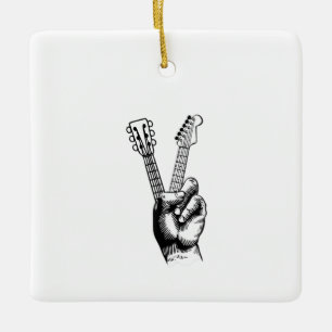 Guitar Lover   Say Hi Guitar Gift Ceramic Ornament