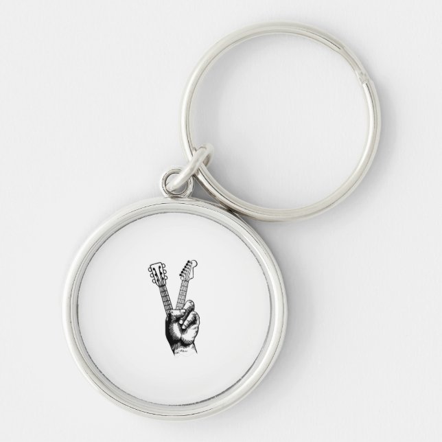 Guitar Lover | Say Hi Guitar Gift Key Ring (Front)