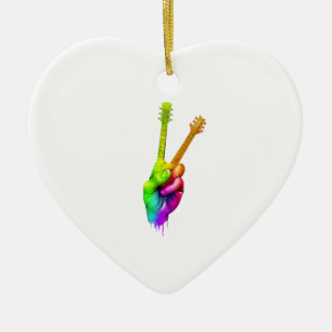 Guitar Lover Say Hi Guitar Hands Gift Ceramic Ornament