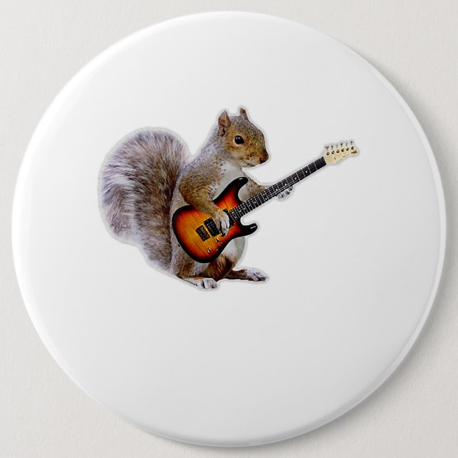 Guitar Lover | Squirrel Playing Guitar 6 Cm Round Badge (Front)