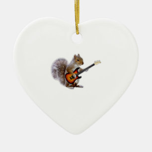 Guitar Lover   Squirrel Playing Guitar Ceramic Ornament
