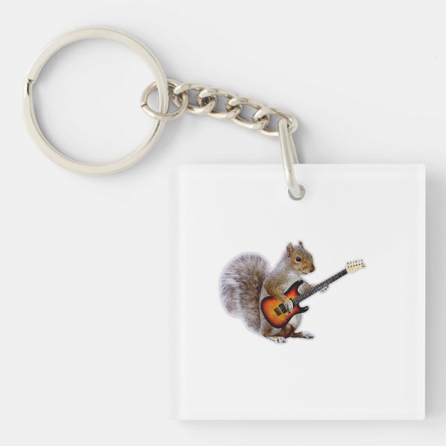 Guitar Lover | Squirrel Playing Guitar Key Ring (Front)