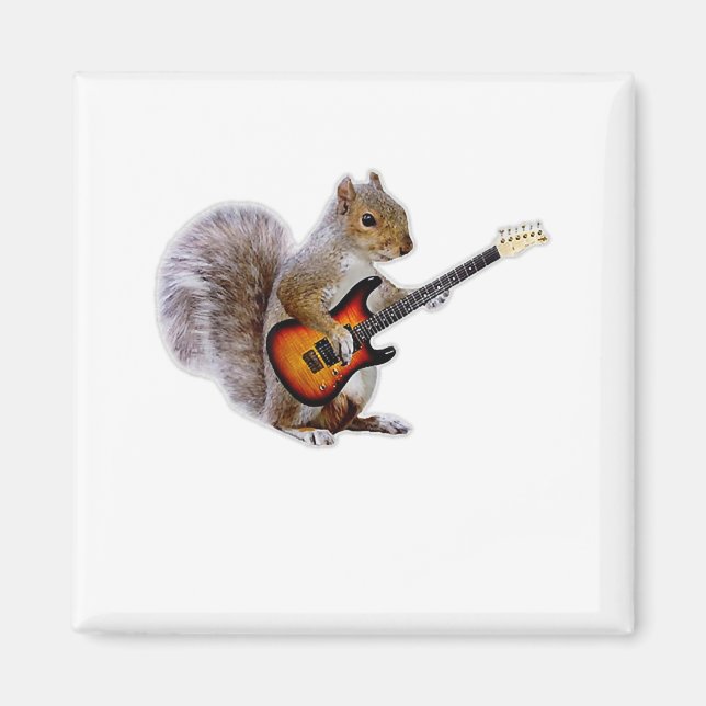 Guitar Lover | Squirrel Playing Guitar Magnet (Front)