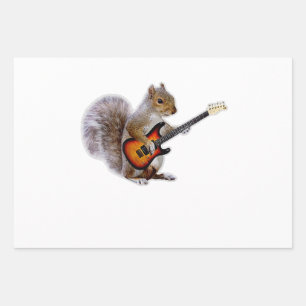 Guitar Lover Squirrel Playing Guitar Wrapping Paper Sheet