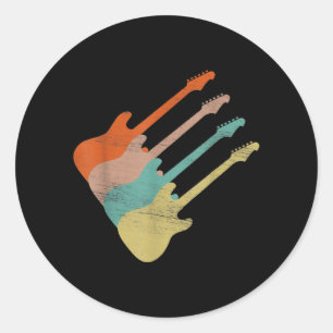 Guitar Lover Vintage Electric Guitar Classic Round Sticker