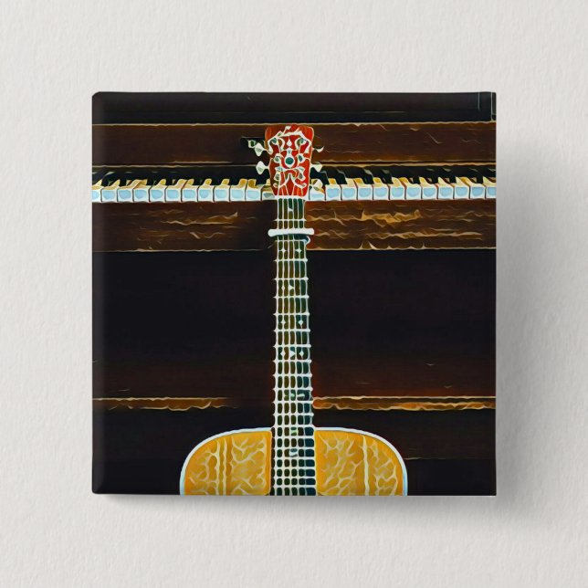 Guitar lovers gifts 15 cm square badge (Front)