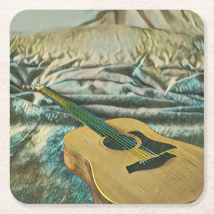 Guitar lovers gifts square paper coaster