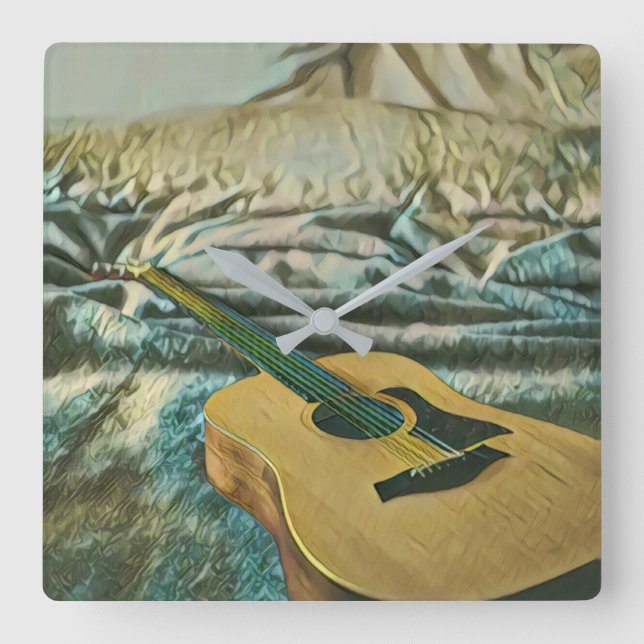 Guitar lovers gifts square wall clock (Front)