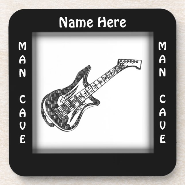 Guitar Man Cave CUSTOMIZE  Coaster (Front)