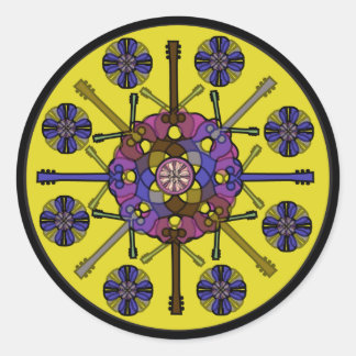 Guitar Mandala Classic Round Sticker