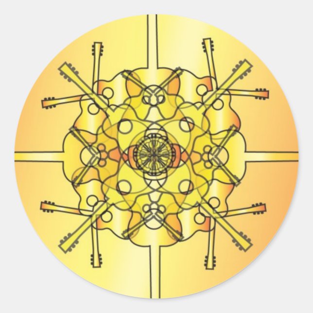 Guitar Mandala Classic Round Sticker (Front)