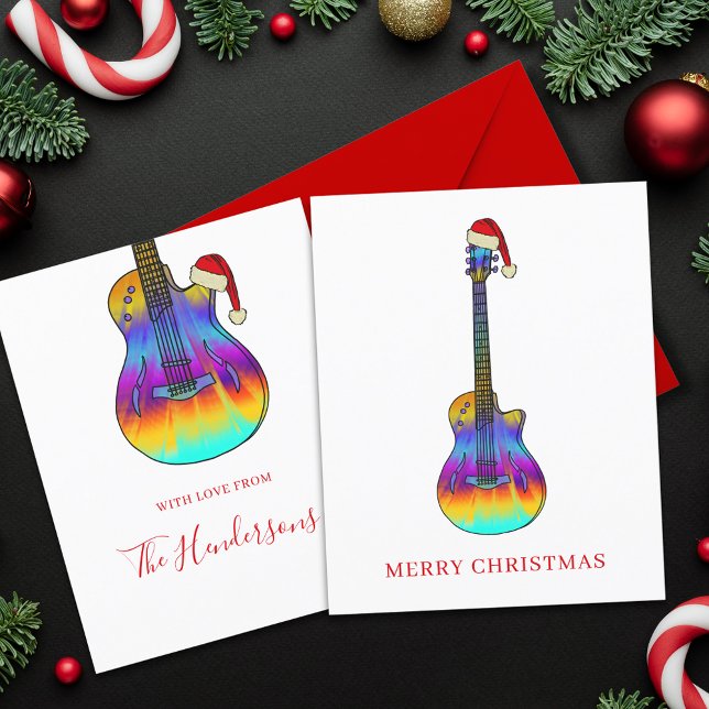 Guitar Merry Christmas Custom Budget (Christmas guitar budget custom holiday greetings card)
