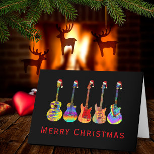 Guitar Merry Christmas Funny Psychedelic Music Holiday Card