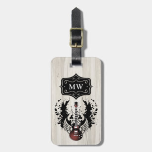 Guitar Monogram Musician Rocker Rock & Roll Music Luggage Tag