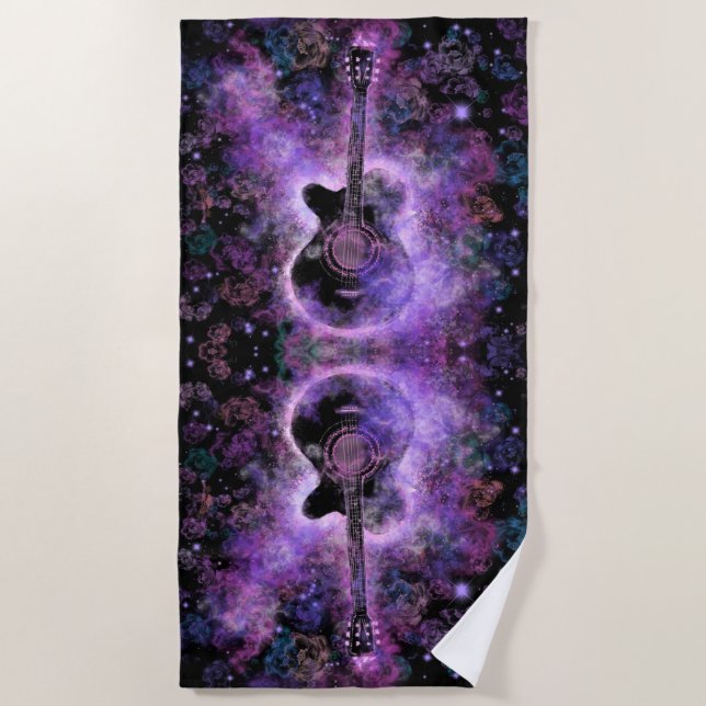 Guitar Music Beach Towel (Front)