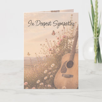 Guitar Music Beautiful Garden Flower Sympathy Card