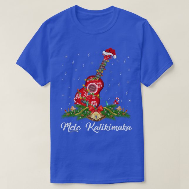 Guitar Music Hawaiian Ukulele Mele Kalikimaka Chri T-Shirt (Design Front)