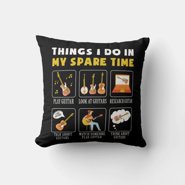 Guitar Music Lover Things I Do In My Spare Time Cushion (Front)