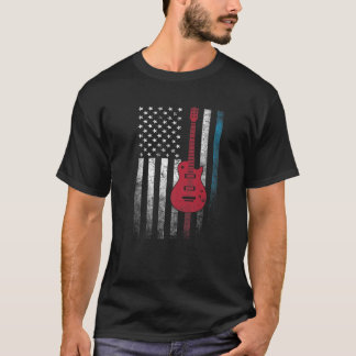 Guitar Music Musician 4th of July American Flag US T-Shirt