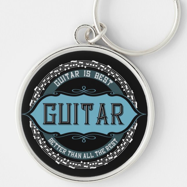 Guitar Music Note Circle Key Ring (Front)