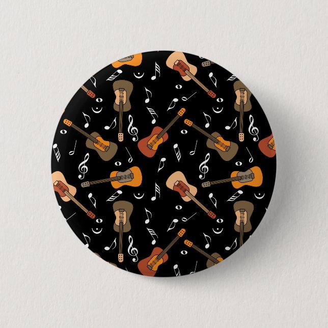 Guitar Music Notes Pattern 6 Cm Round Badge (Front)