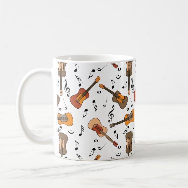 Guitar Music Notes Pattern Coffee Mug (Left)