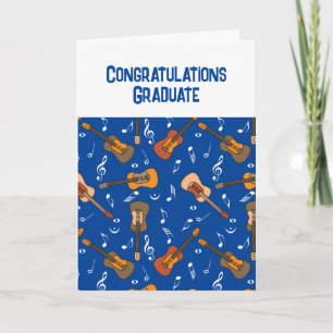 Guitar Music Notes Pattern Graduation Card