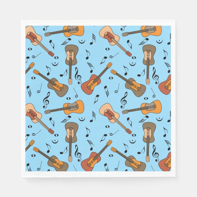Guitar Music Notes Pattern Napkin (Front)