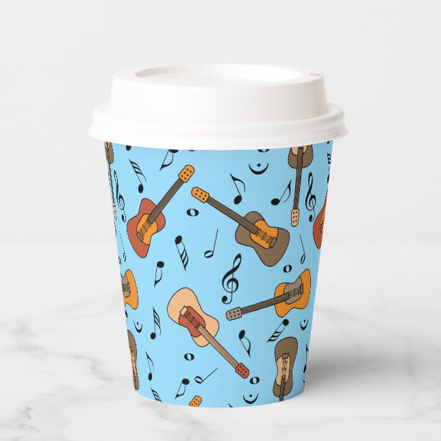 Guitar Music Notes Pattern Paper Cups (Front)