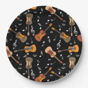 Guitar Music Notes Pattern Paper Plate