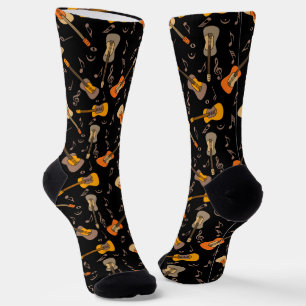 Guitar Music Notes Pattern Socks