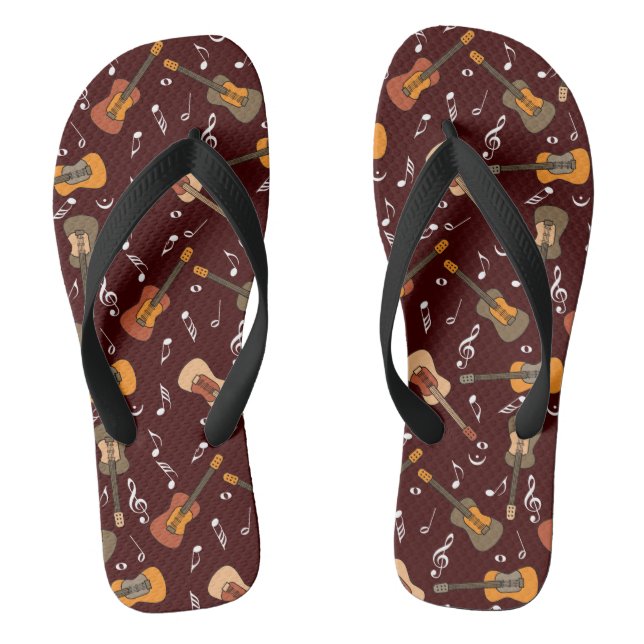 Guitar Music Notes Pattern Thongs (Footbed)