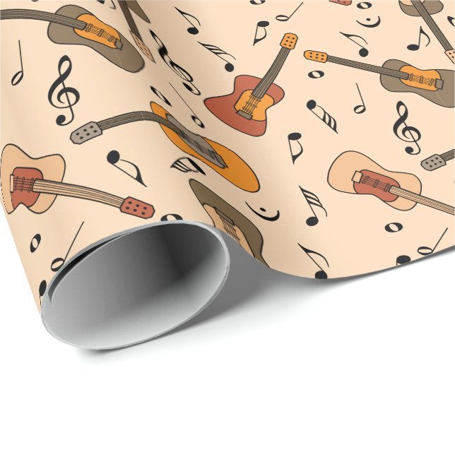 Guitar Music Notes Pattern Wrapping Paper (Roll Corner)