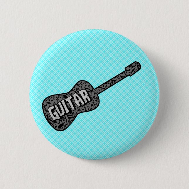 Guitar Music Notes Text 6 Cm Round Badge (Front)