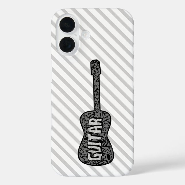 Guitar Music Notes Text Case-Mate iPhone Case (Back)