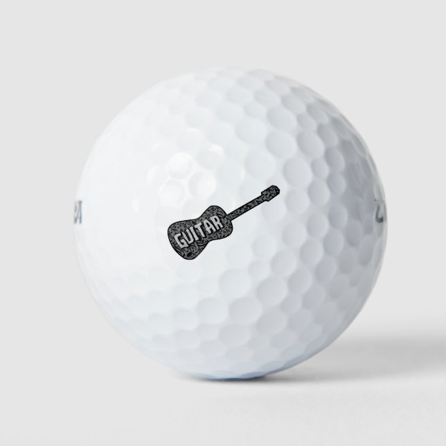 Guitar Music Notes Text Golf Balls (Front)