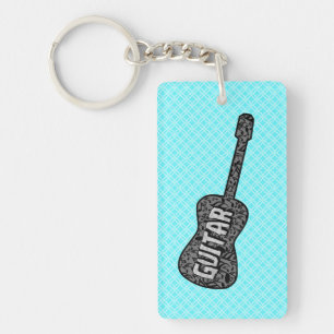 Guitar Music Notes Text Key Ring