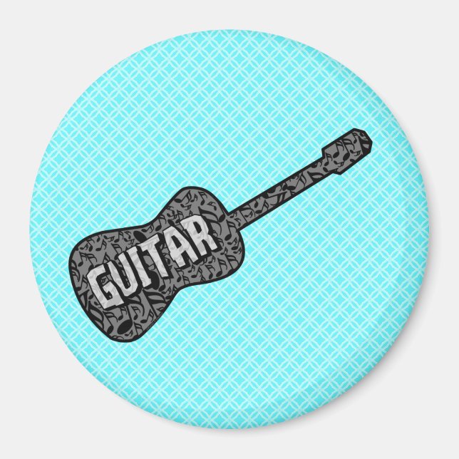 Guitar Music Notes Text Magnet (Front)
