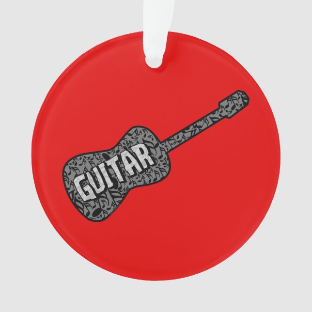 Guitar Music Notes Text Ornament (Front)