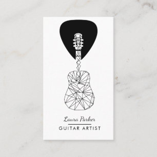 Guitar Music Player Artist DJ Geometric Black Business Card