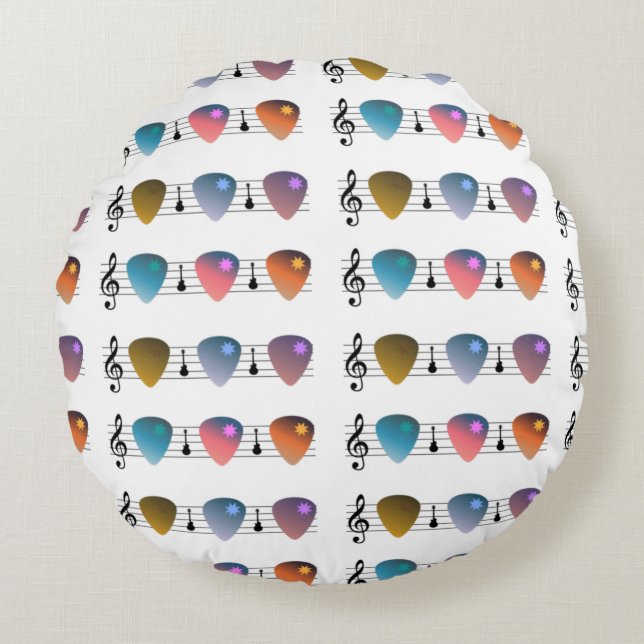 Guitar Music Round Cushion (Front)