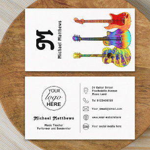 Guitar Music Teacher Custom Logo Social Media Icon Business Card