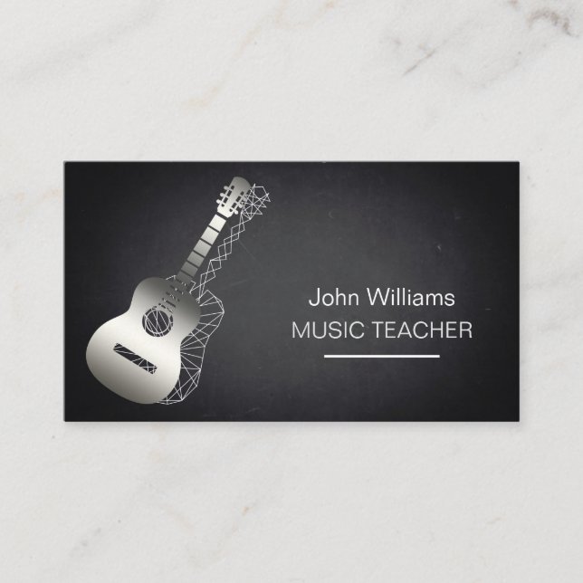 Guitar Music Teacher DJ Player Musician Geometric Business Card (Front)